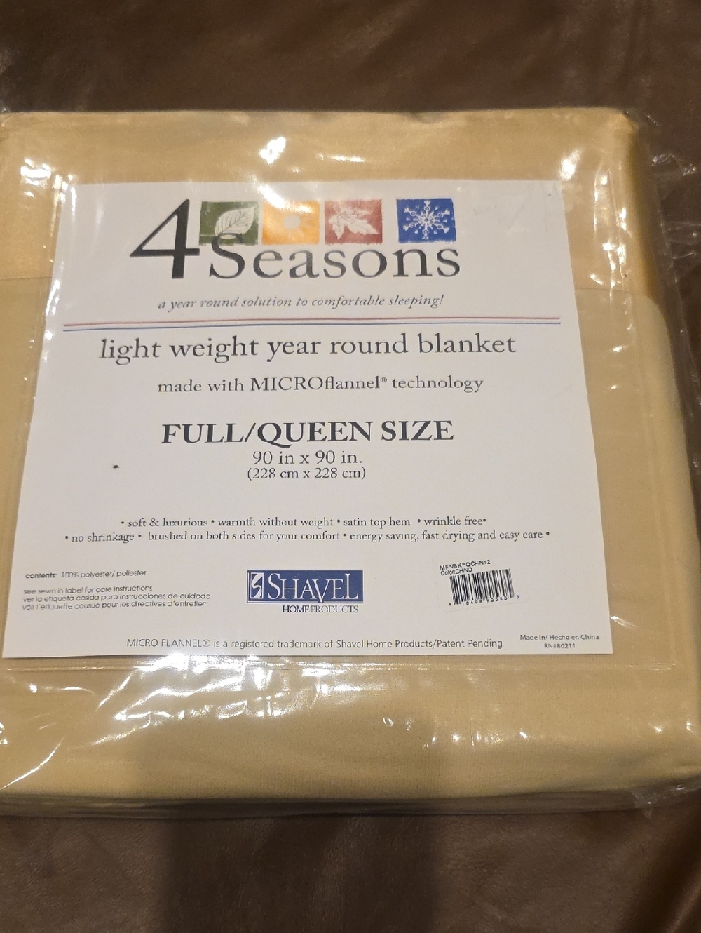 Shavel 4 Seasons Full/Queen Lightweight Blanket - Tan/Chico  NEW